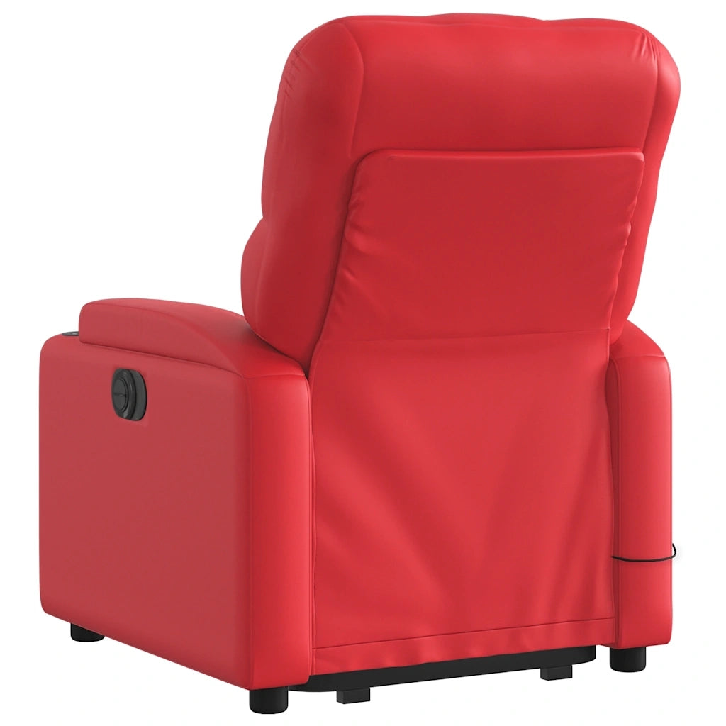 Poltrona Alzapersona Reclinabile Massaggio Rosso in Similpelle 3204784
