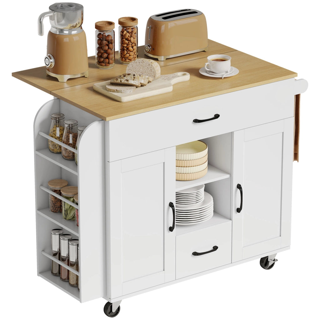 Isola cucina mobile ¨C Minimal ¨C Bianco, MDF, con ripiano estraibile