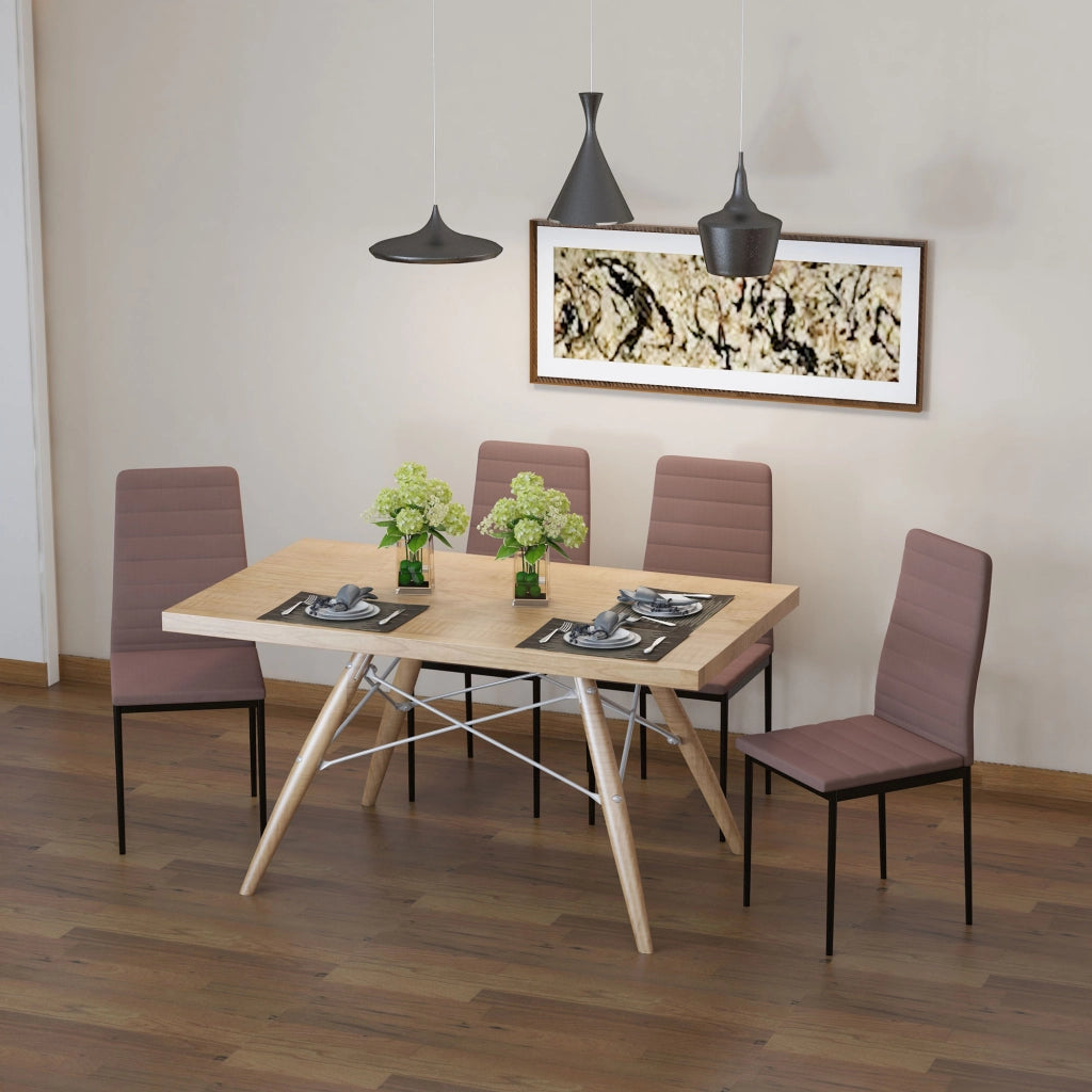 Set 4 Sedie da Pranzo Imbottite ¨C Zephmum ¨C Metallo e Tessuto Cachi