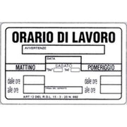 TARGA SEGNALETICA ORARIO LAVORO - PP CM 20X30- 10 pezzi