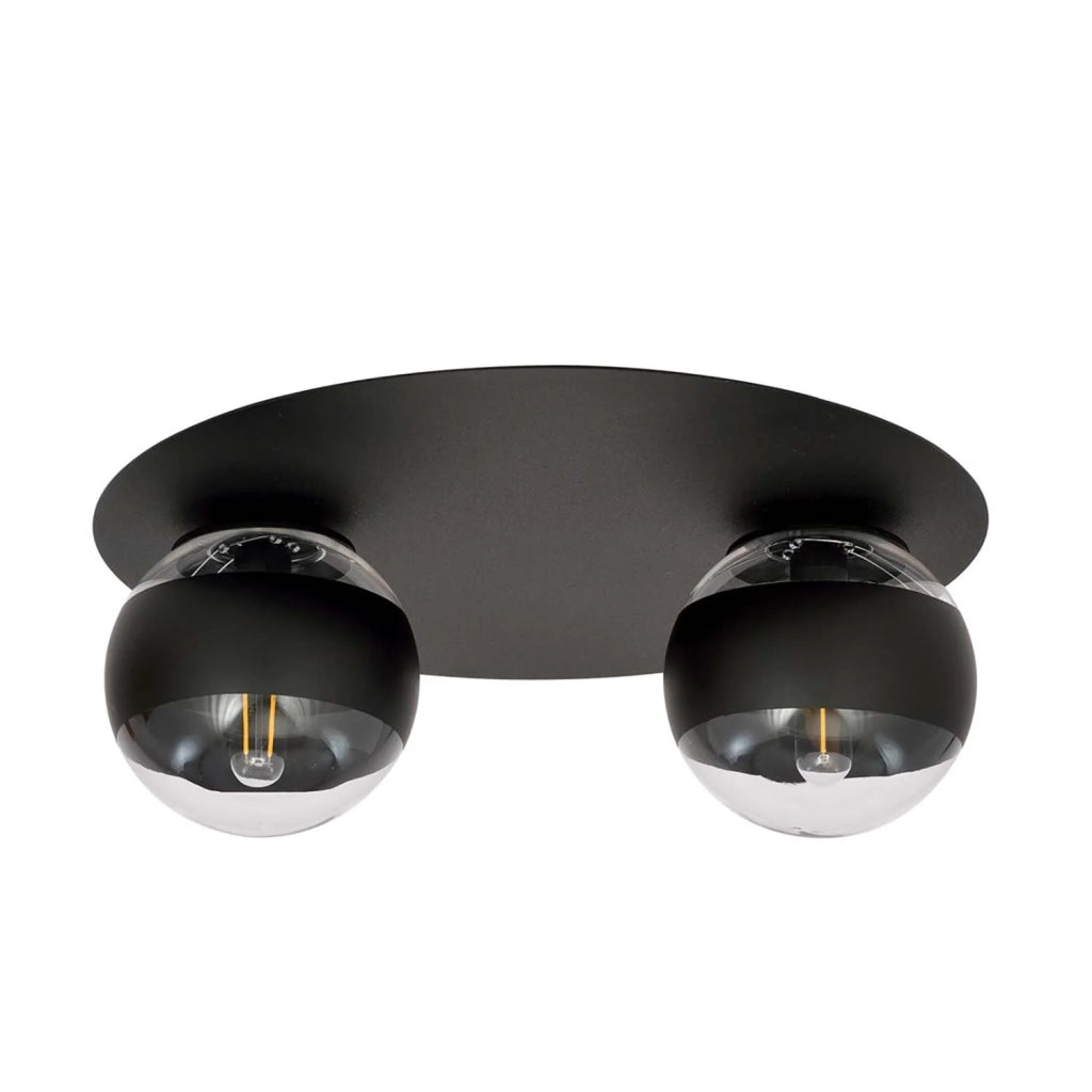 Plafoniera Minimal Mnemosine Acciaio Nero 2 Luci E14 Ip20