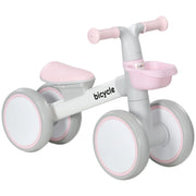 Bicicletta Senza Pedali Bambini 4 Ruote ¨C Zephmum ¨C Grigio Bianco Rosa 1-3 Anni