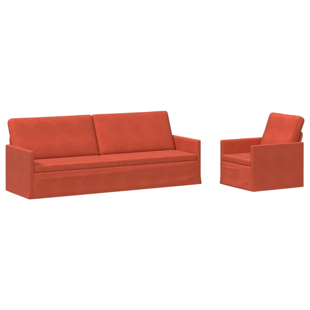 Set di divani 2 pcs Rosso Arancio Tessuto in Cords 3433265