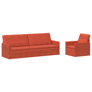 Set di divani 2 pcs Rosso Arancio Tessuto in Cords 3433265
