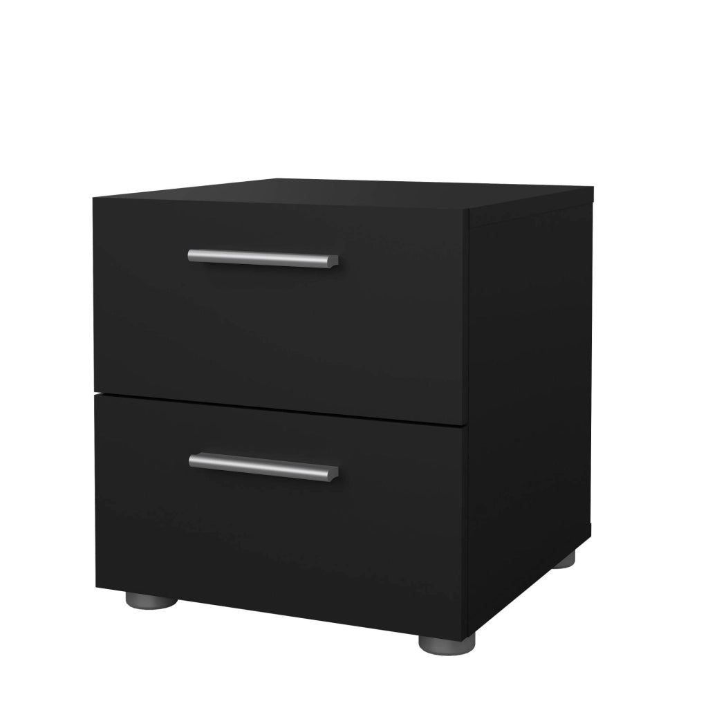 Comodino Fedora, Comò basso, Tavolino da notte, Mensola da letto, 40x40 h42 cm, Nero
