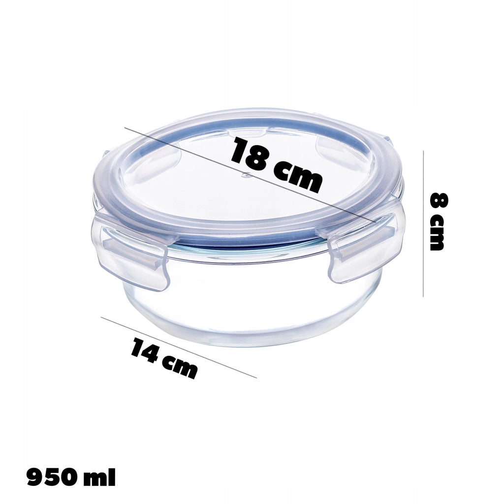 Contenitore per alimenti in vetro KADAX da 950 ml con coperchio, ideale per il pranzo.
