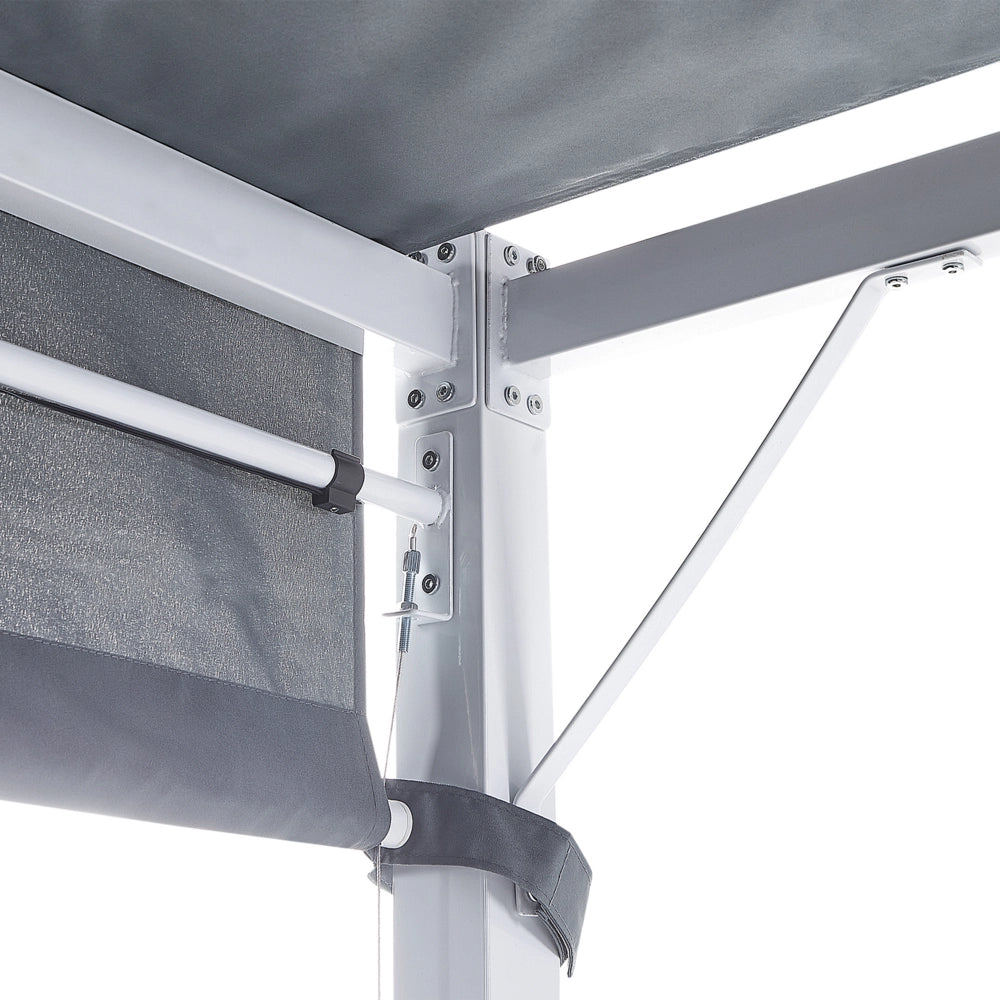 Gazebo in metallo e poliestere grigio con luci LED 310 cm pergola padiglione da giardino
