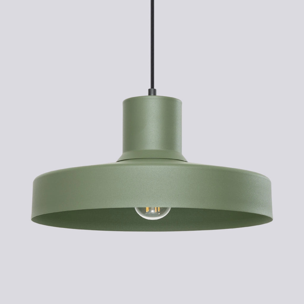 Lampada a sospensione BILO in acciaio verde oliva, lampadina E27, moderna, rotonda, 35 cm