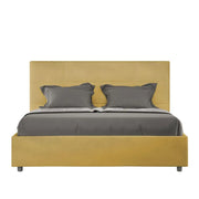 Letto matrimoniale senza rete imbottito 160x210 microfibra ocra Mika