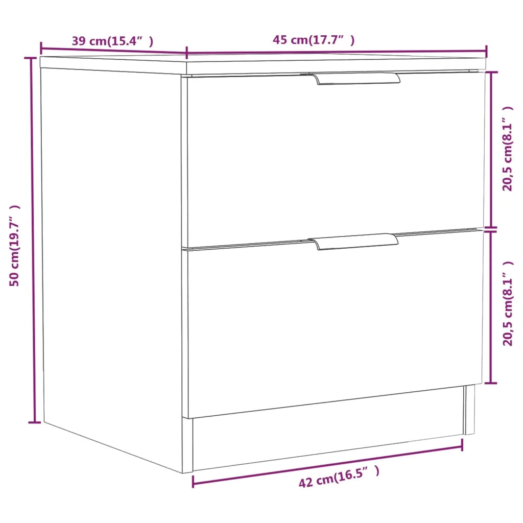 Comodini 2 pz Rovere Fumo in Legno Multistrato cod mxl 30121
