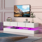 Mobile sospeso bianco con 4 cassetti; LED controllabile via app Bluetooth; MDF