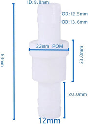 Terugslagklep unidirezionale in plastica 12 mm - Inline - Adatto a acqua, benzina e oli - Sicuro e non tossico - Valvola di ritorno