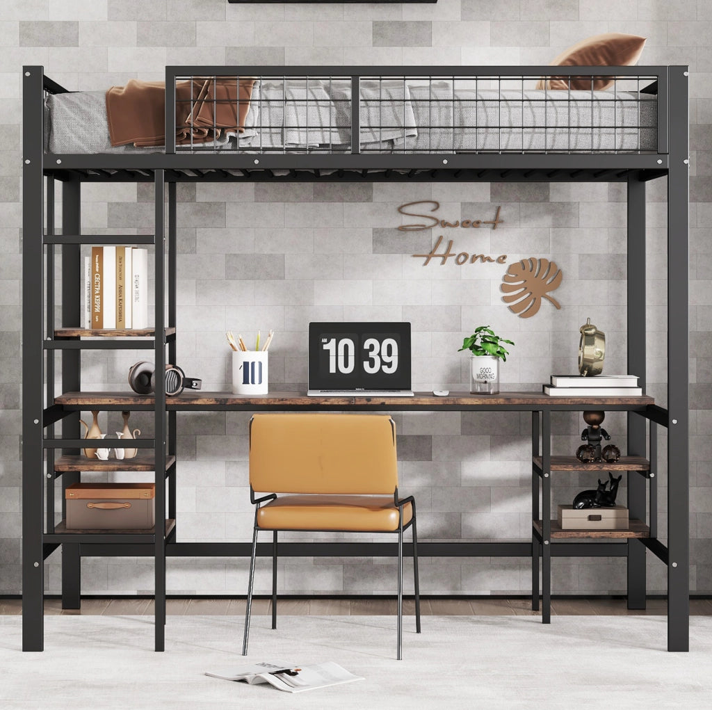 LETTO a castello 90x200 cm in metallo e legno nero