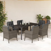 Set da Pranzo da Giardino 7 pz con Cuscini in Polyrattan Grigio 3211959
