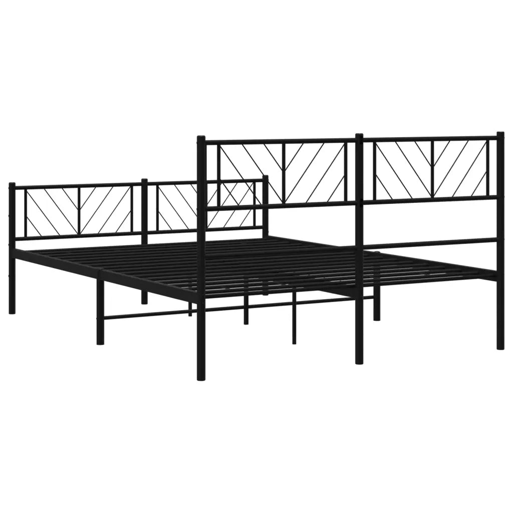 Giroletto con Testiera e Pediera-Struttura Letto Metallo Nero 140x200 cm 710633
