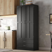 Credenza alta 180x80x37.5 cm con 3 ripiani estraibili; 2 cassetti; MDF; nero