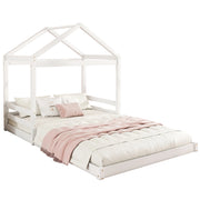 Letto a casetta 140x200 cm; con rete a doghe; legno e MDF; bianco (Senza materasso)