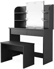 Tavolo da Trucco con Specchio e Illuminazione LED - Con Sedia - Tavolo da Trucco per Donna - 108 x 142 x 40 cm