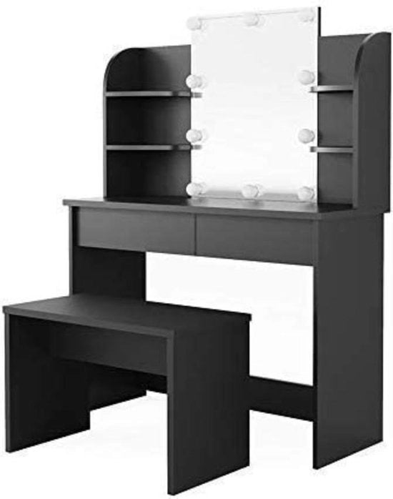 Tavolo da Trucco con Specchio e Illuminazione LED - Con Sedia - Tavolo da Trucco per Donna - 108 x 142 x 40 cm