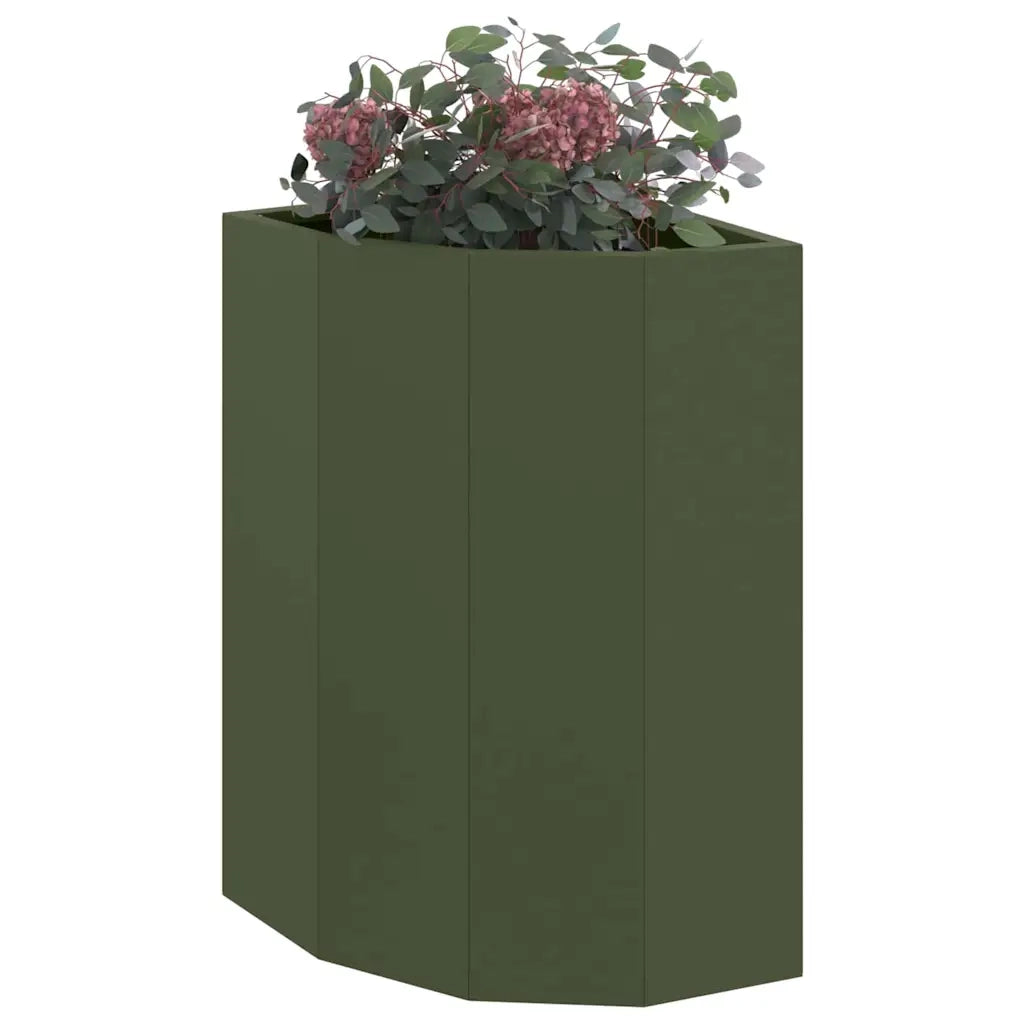Vaso d'angolo Oliver verde 30 x 30 x 50 cm Acciaio