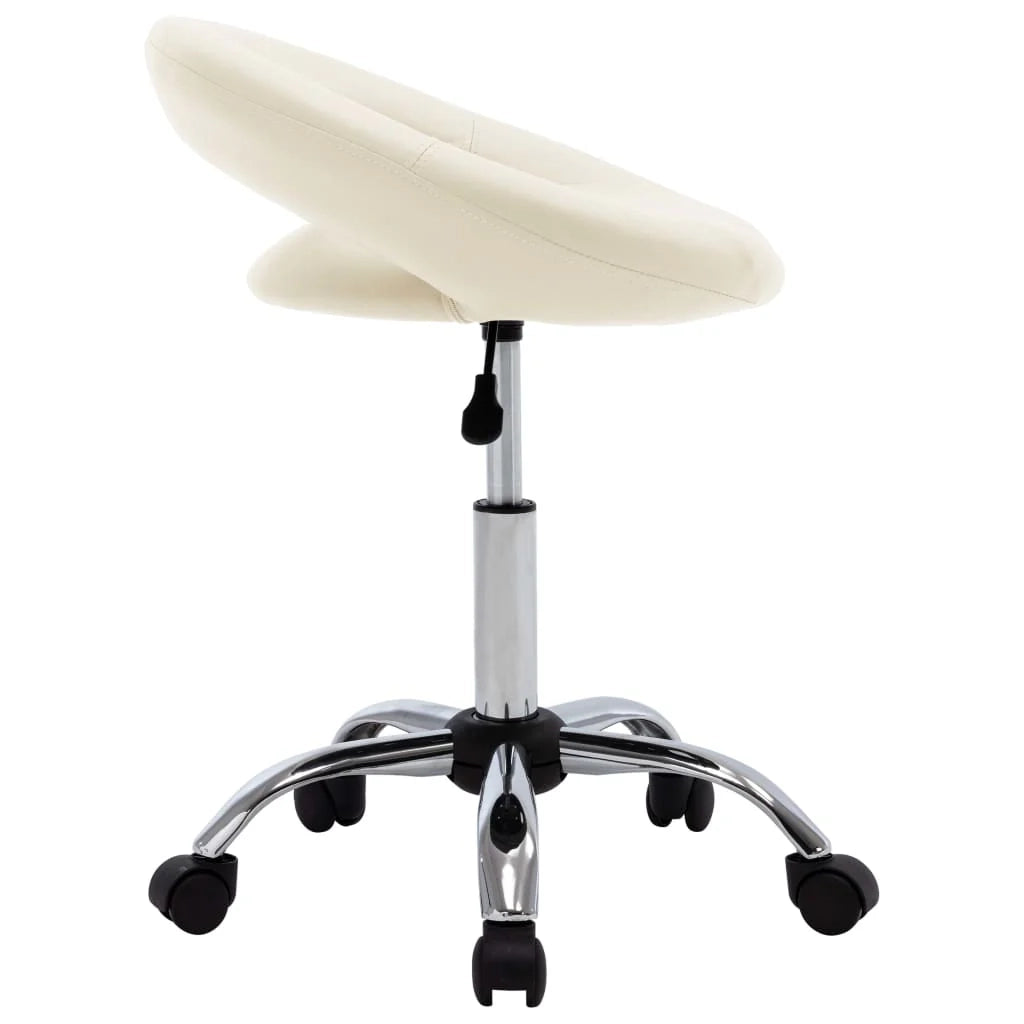 Sedia da ufficio sedia da lavoro con ruote similpelle color crema 02_0024076
