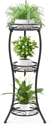 Pianta a tre livelli in metallo, alta base per piante, per interni ed esterni, sostegno angolare per piante, rete per piante per più piante, rete multifunzionale per terrazza, giardino, balcone, sala da soggiorno