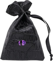 Borsa multifunzionale con chiusura a cerniera - Pelle PU - Tas per organizzare giochi di ruolo - Nero con occhi dei draghi viola - Dimensioni 3,9 x 5,5 pollici
