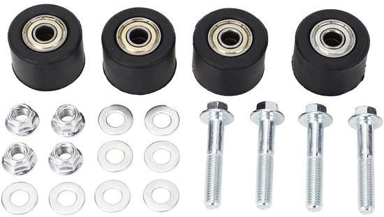 Set di Rulli per Catena - 4 Pezzi - Alta Qualità Acciaio/Rubber - Maggiore Sicurezza - Prestazioni Optimali - Adatto per YFZ 350 Banshee 1987-2006 - Rulli per Catena con Guida