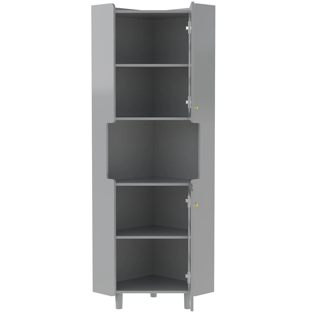 Armadio angolare grigio con illuminazione LED - Xylo - Multifunzionale per soggiorno, bagno, camera