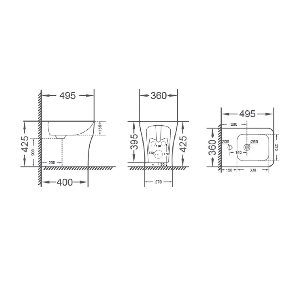 Sanitari filomuro SALVASPAZIO serie TULIPANO: vaso, bidet, copriwater soft-close - Bianco Lucido