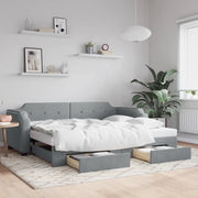 Divano Letto Estraibile Cassetti Grigio Chiaro 100x190 Tessuto 3197717