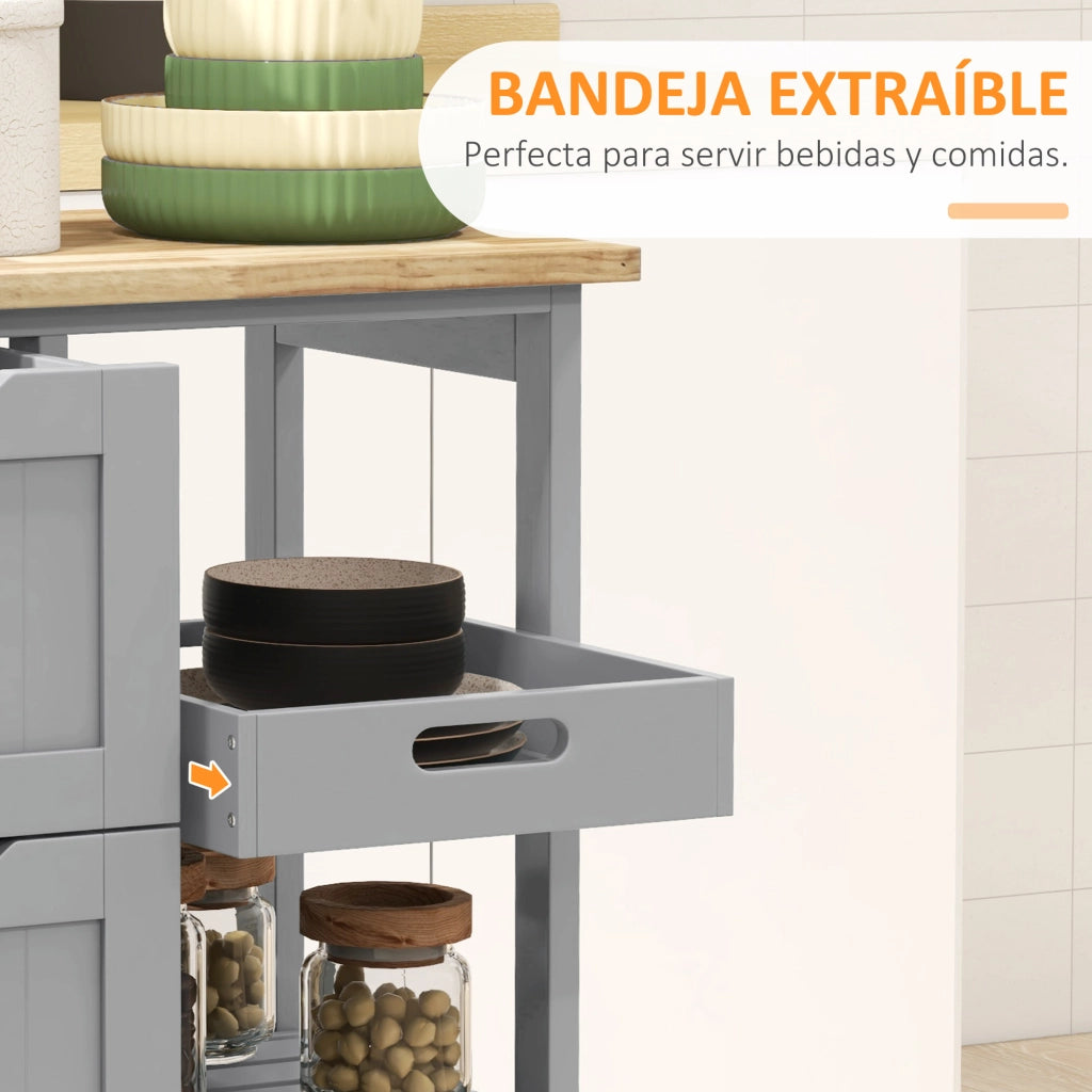 Carrello da cucina con 3 cassetti ¨C zephmum ¨C Grigio 67x37x85,5 cm