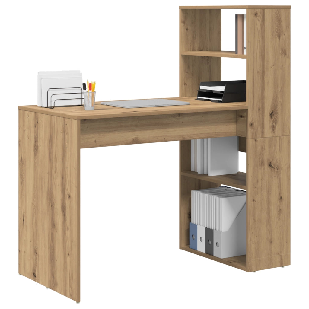 Scrivania con spazio di archiviazione Rovere Artigianale 113x54x120 cm Legno ingegnerizzato