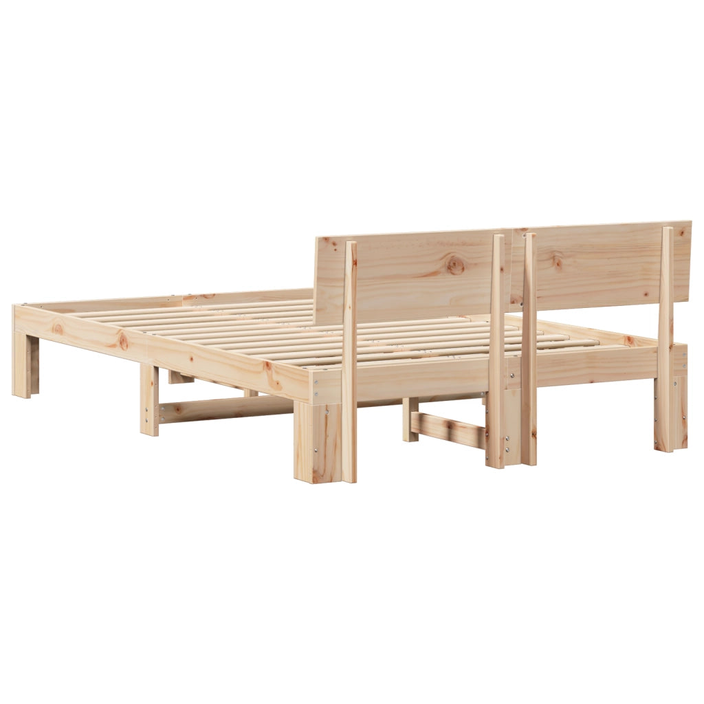 Struttura Letto con Testiera 140x190 cm Legno Massello di Pino