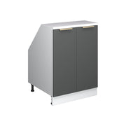 Mobile cucina sottotetto R-Line Antracite-oro/Bianco 60 cm con 2 porte, carcassa 60 cm profondità Vicco