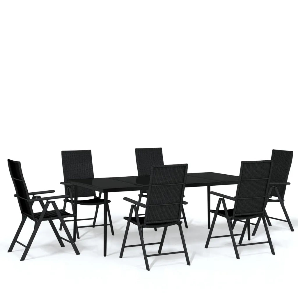 Set Mobili da Pranzo per Giardino 7 pz Nero cod mxl 48784