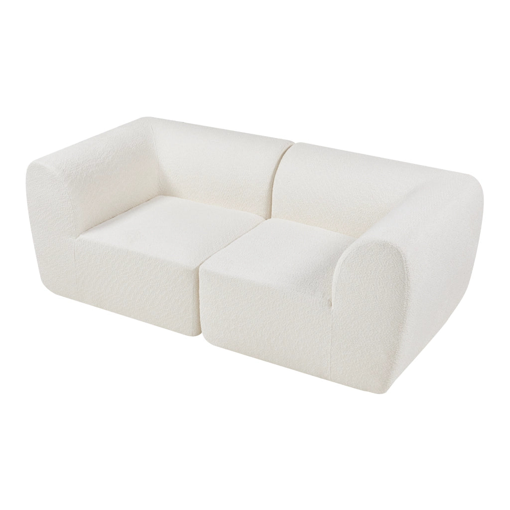 Divano Componibile a 2 Posti Divano Modulare 76x216x108 cm Serie Hurvas - Bianco Crema [en.casa]