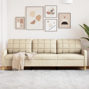 vidaXL Divano a 3 Posti Crema 210 cm in Tessuto