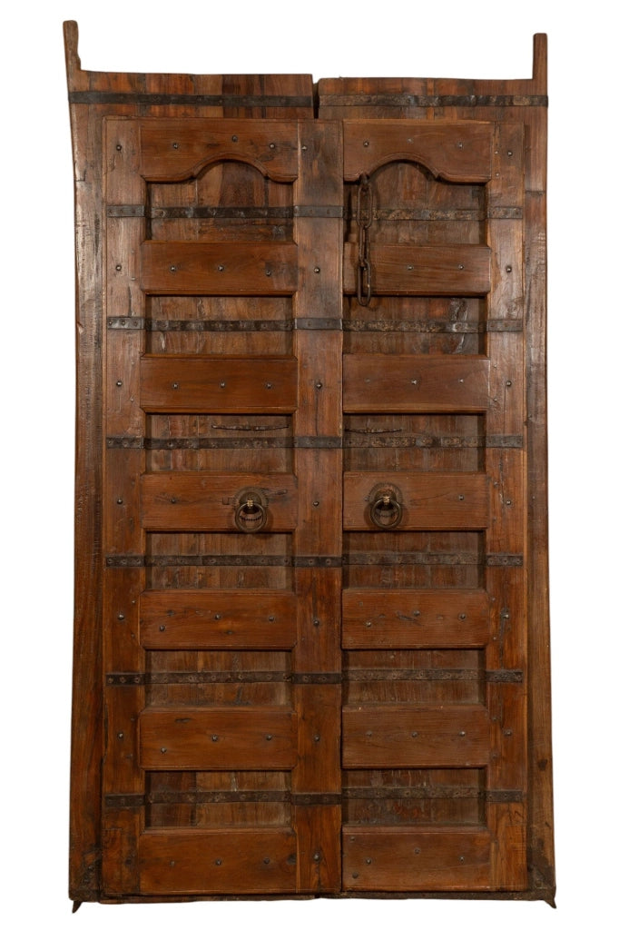 Biscottini Porta portone in legno massello e ferro da interno o da esterno vecchia e antica medievale scorrevole