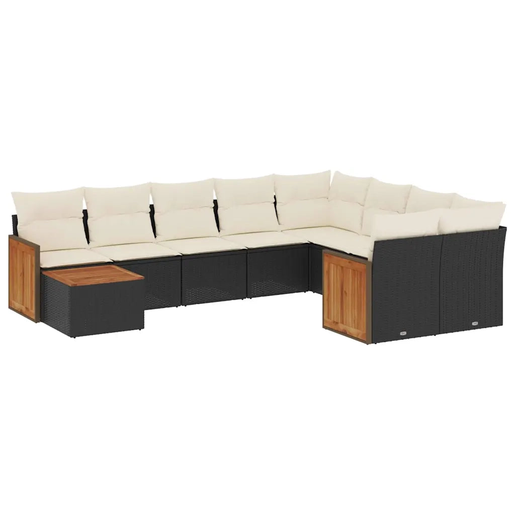 Set Divani da Giardino 10pz con Cuscini in Polyrattan Nerocod mxl 88335