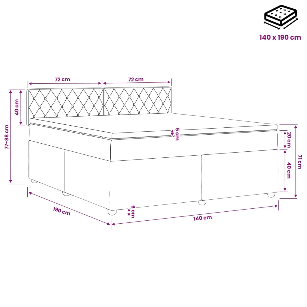 Letto box spring con materasso Grigio Scuro 140 x 190 cm 3451668