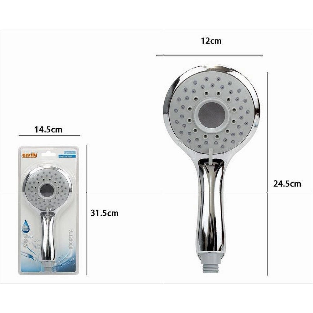 Trade Shop - Soffione Doccia 12x24.5cm Doccetta Bagno Multigetto Regolabile Manico Bombato 79706 -