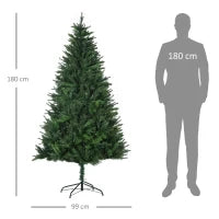 Albero di Natale Artificiale 180cm con 786 Rami, 2 Sezioni e Base in Metallo, Verde
