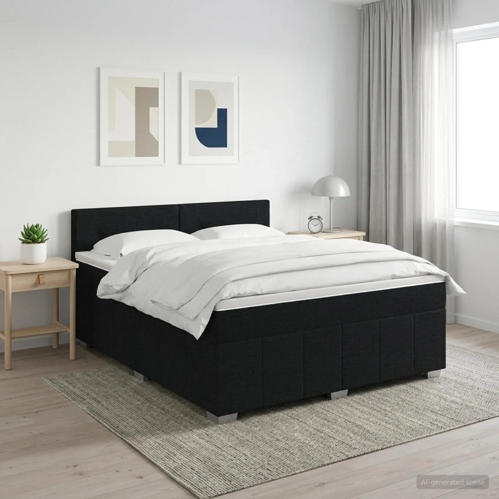 Letto box spring con materasso Nero 180 x 200 cm Tessuto 3451271