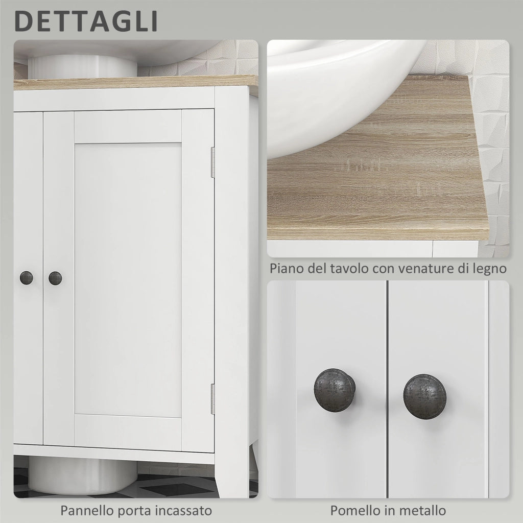 Mobile Sottolavabo a U ¨C zephmum ¨C Bianco e Legno 60x30x60 cm