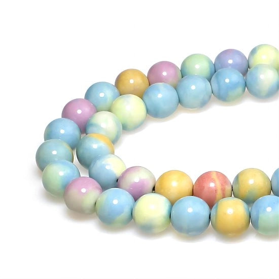 Kralen 6mm 60 pezzi di pietre d'arcobaleno con foro naturali pietre armoniche per gioielli anelli collane