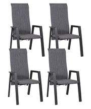 Set 4 Sedie con Braccioli da Giardino 59.5x72x111 cm in Alluminio Ethan Antracite