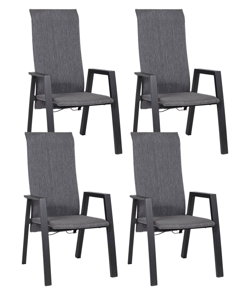 Set 4 Sedie con Braccioli da Giardino 59.5x72x111 cm in Alluminio Ethan Antracite
