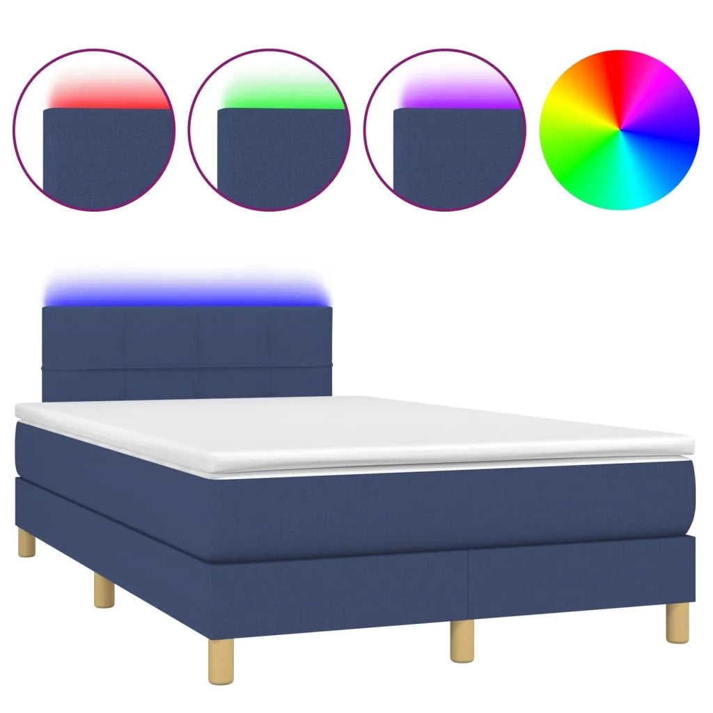 Letto a Molle con Materasso e LED Blu 120x190 cm in Tessuto 3270094