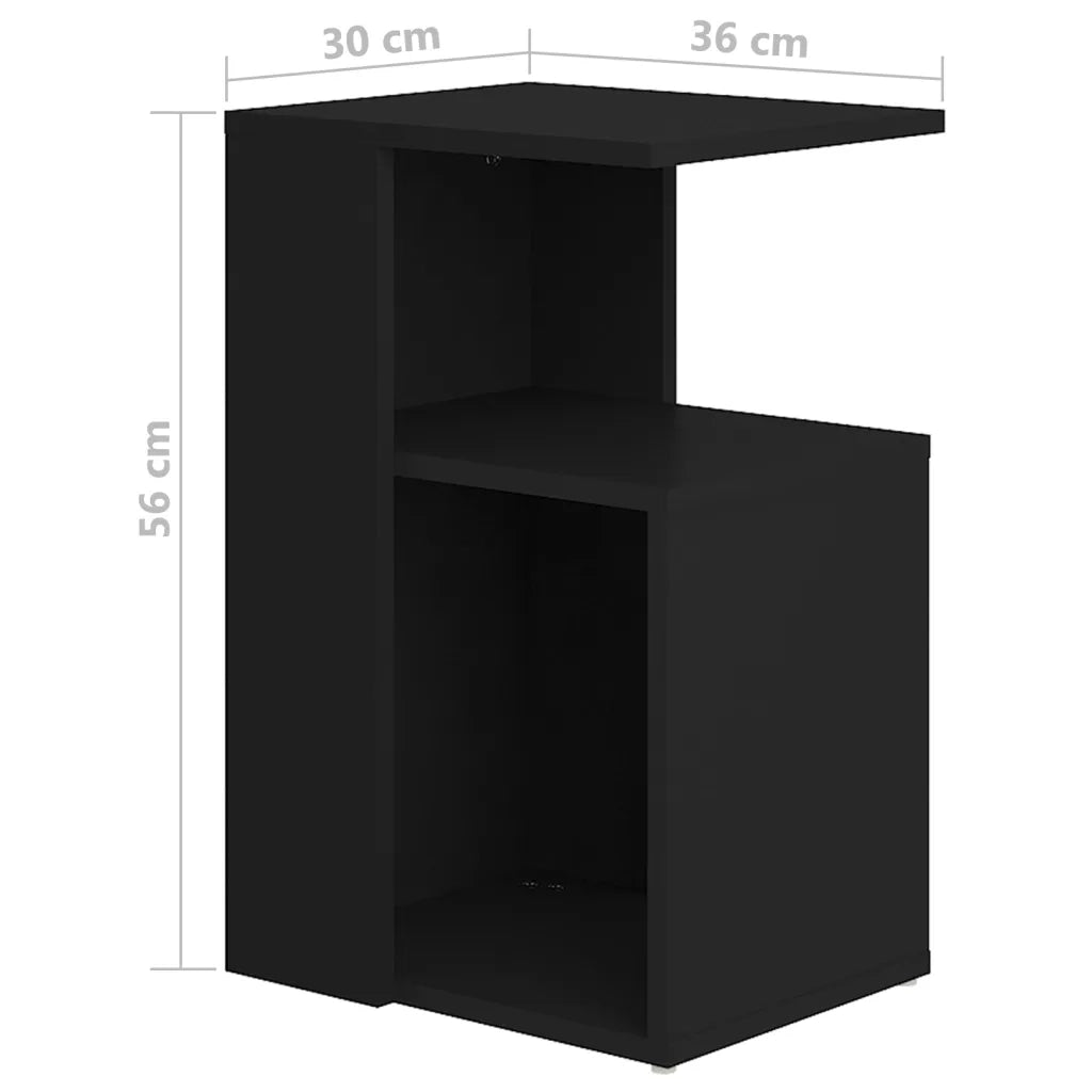 Tavolino | Tavolo laterale Nero 36x30x56 cm in Legno Multistrato